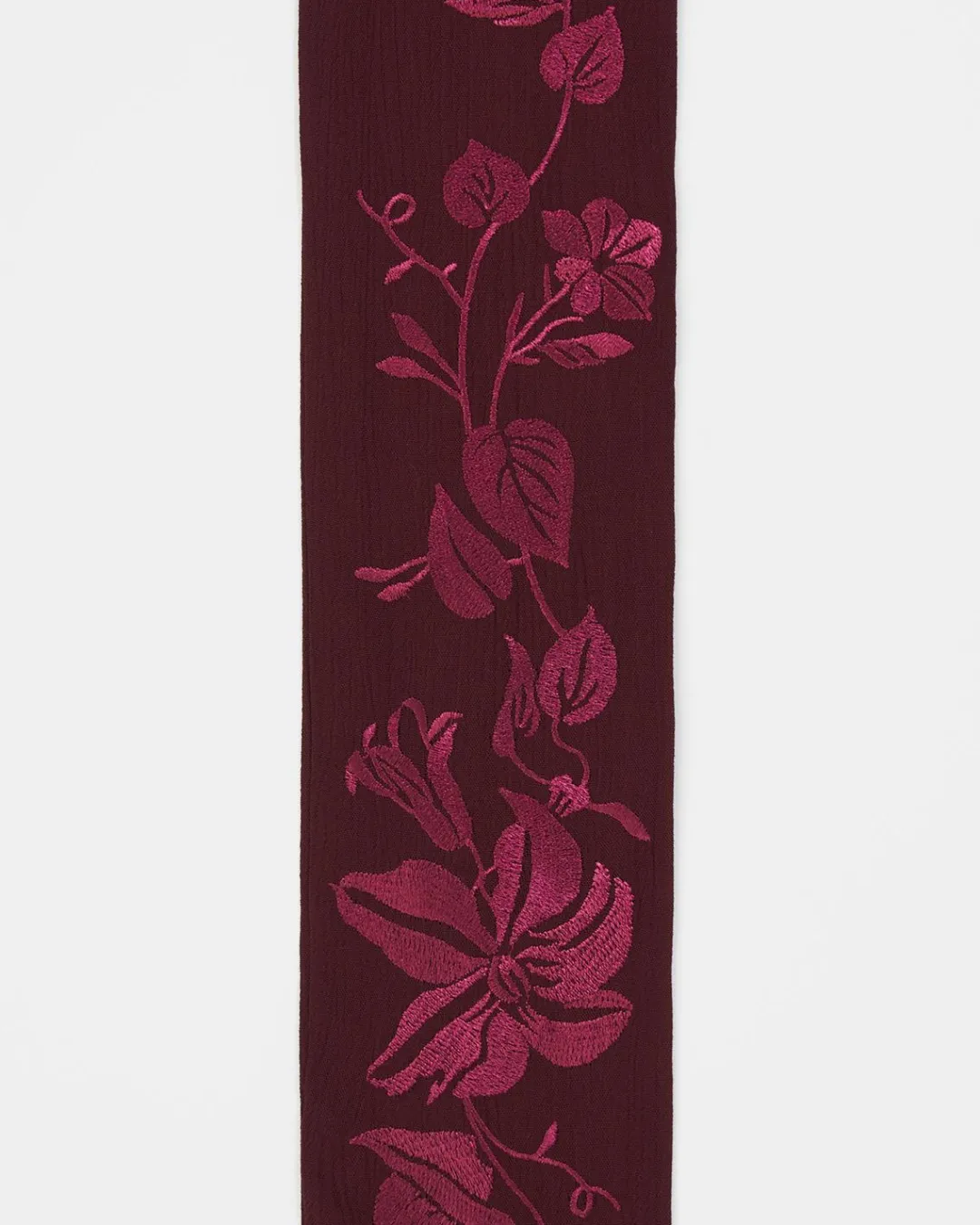 Fashion Fable England Floral Bohemian Embroidered Burgundy Scarf