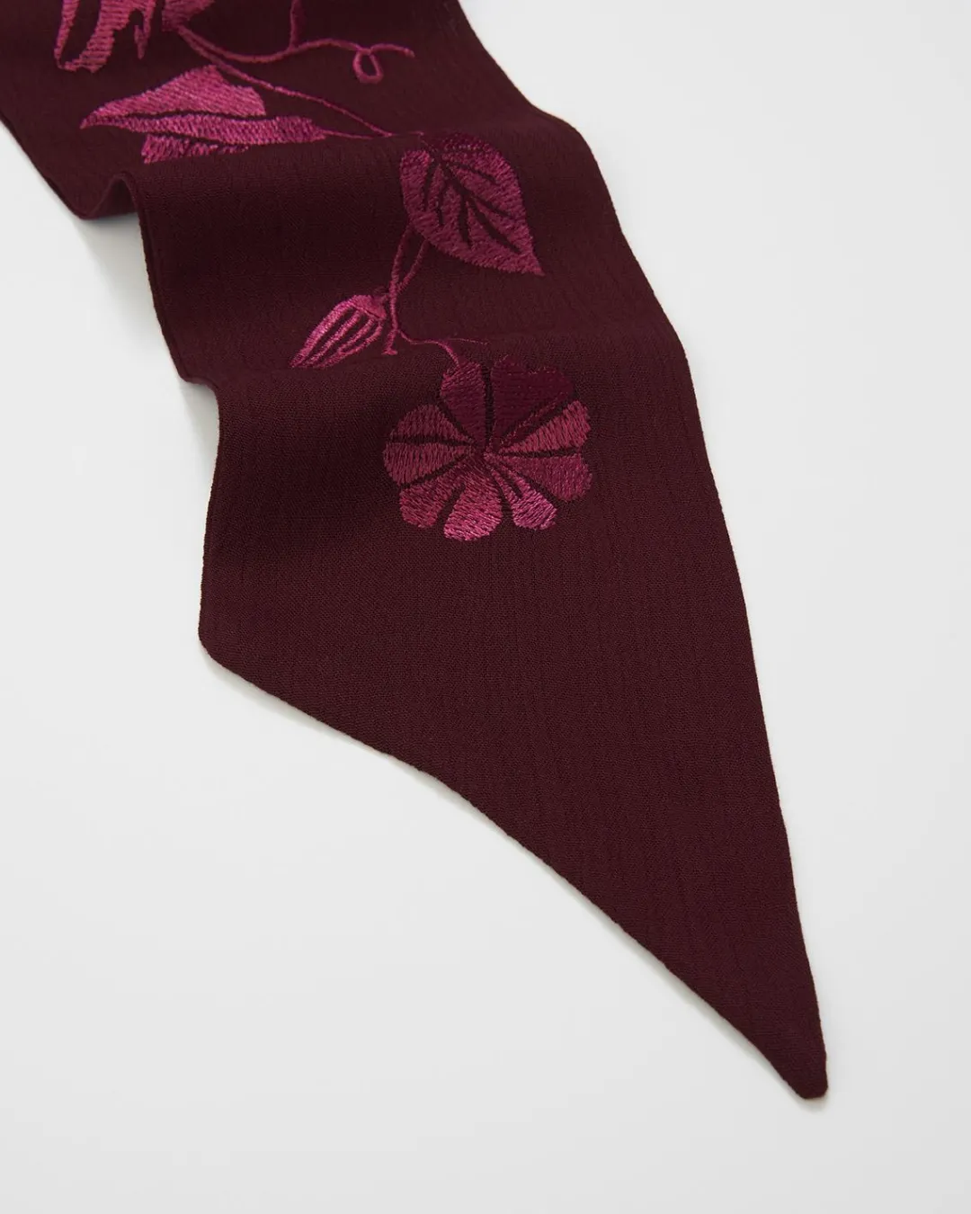 Fashion Fable England Floral Bohemian Embroidered Burgundy Scarf