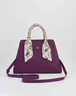 Hot Fable England Floral Engravings Large Plum Tote