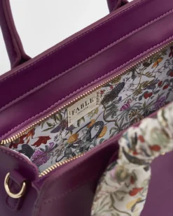 Hot Fable England Floral Engravings Large Plum Tote