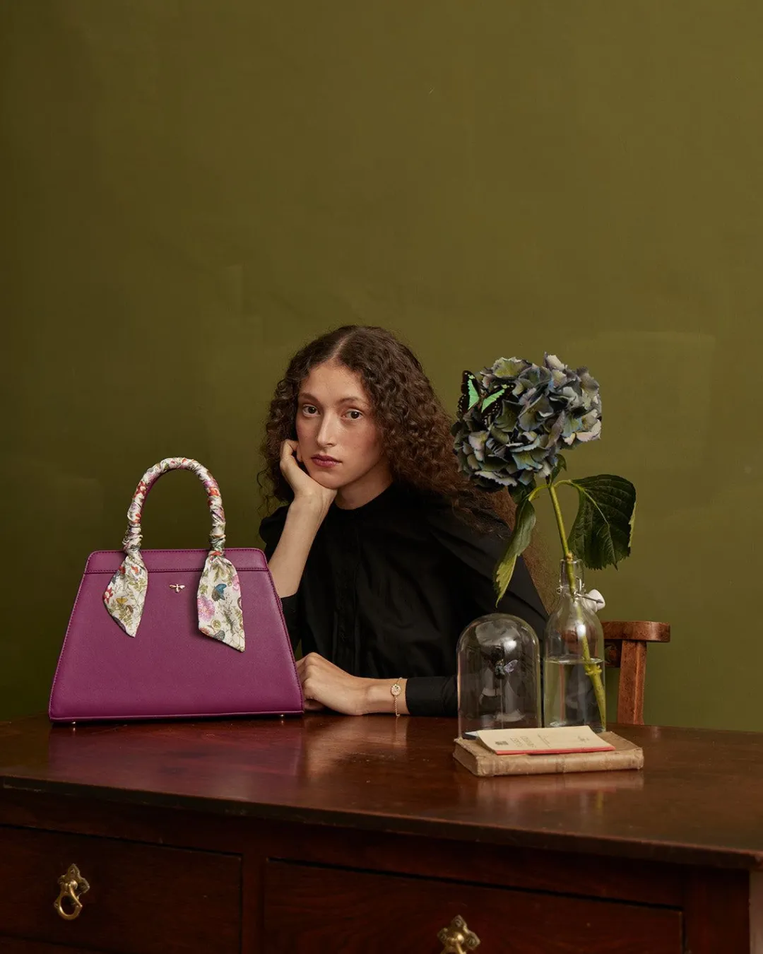 Hot Fable England Floral Engravings Large Plum Tote