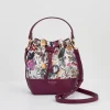 Fashion Fable England Floral Engravings Plum Bucket Purse