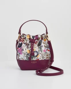 Fashion Fable England Floral Engravings Plum Bucket Purse