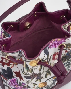 Fashion Fable England Floral Engravings Plum Bucket Purse