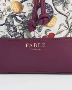 Fashion Fable England Floral Engravings Plum Bucket Purse