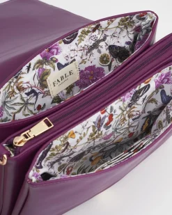 Discount Fable England Floral Engravings Plum Foldover Purse