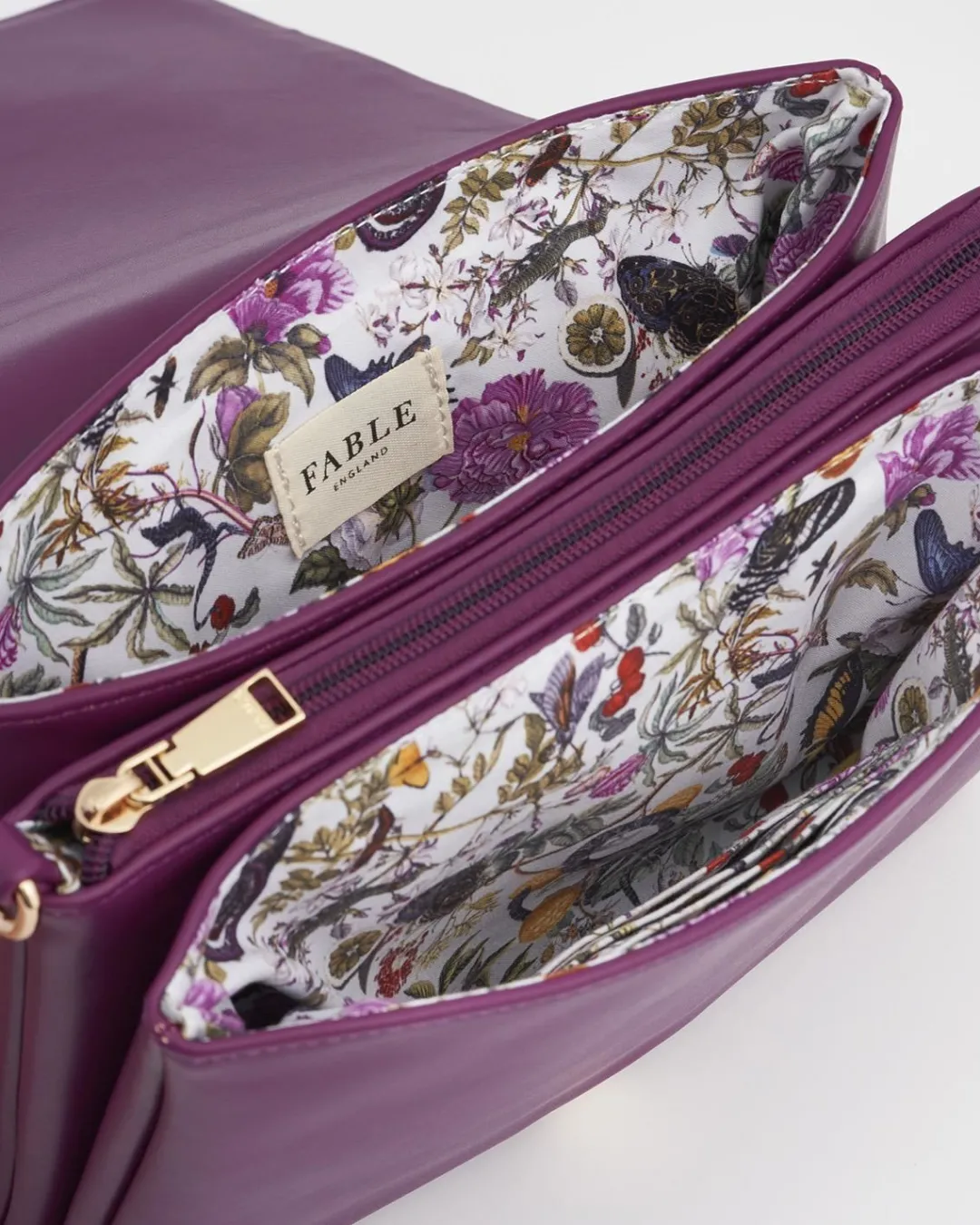 Discount Fable England Floral Engravings Plum Foldover Purse