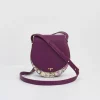 Discount Fable England Floral Engravings Plum Saddle Purse