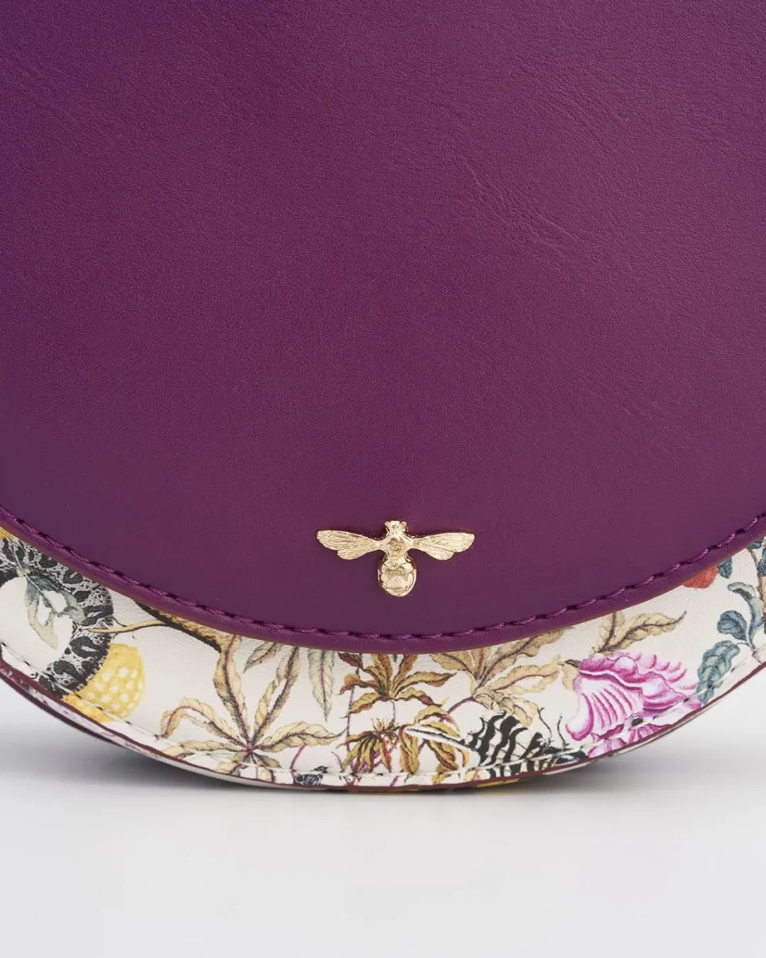 Discount Fable England Floral Engravings Plum Saddle Purse