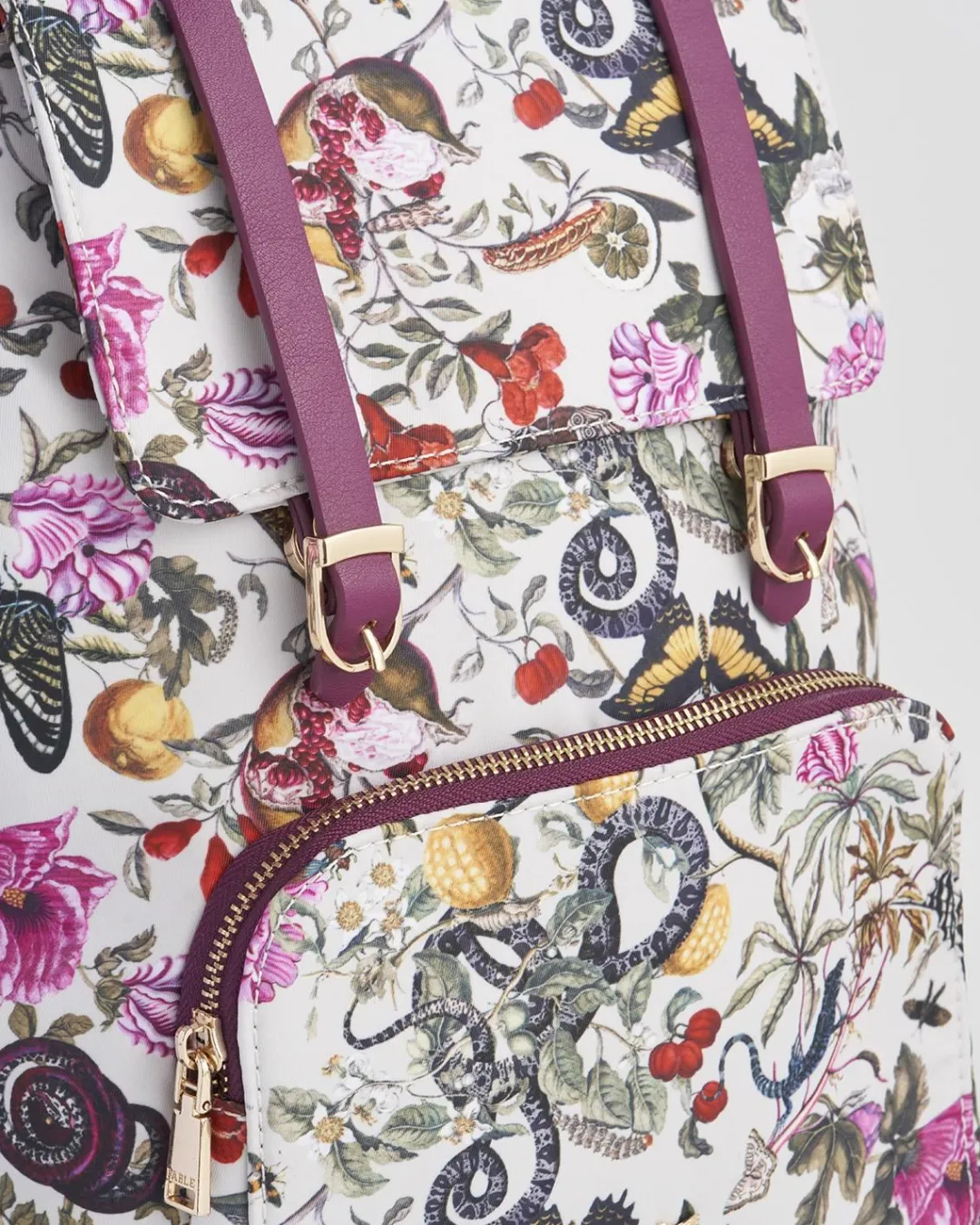 Discount Fable England Floral Engravings Small Plum Backpack