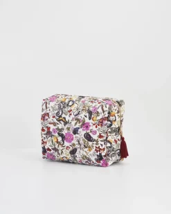 Clearance Fable England Floral Engravings Velvet Printed Large Cosmetic Bag