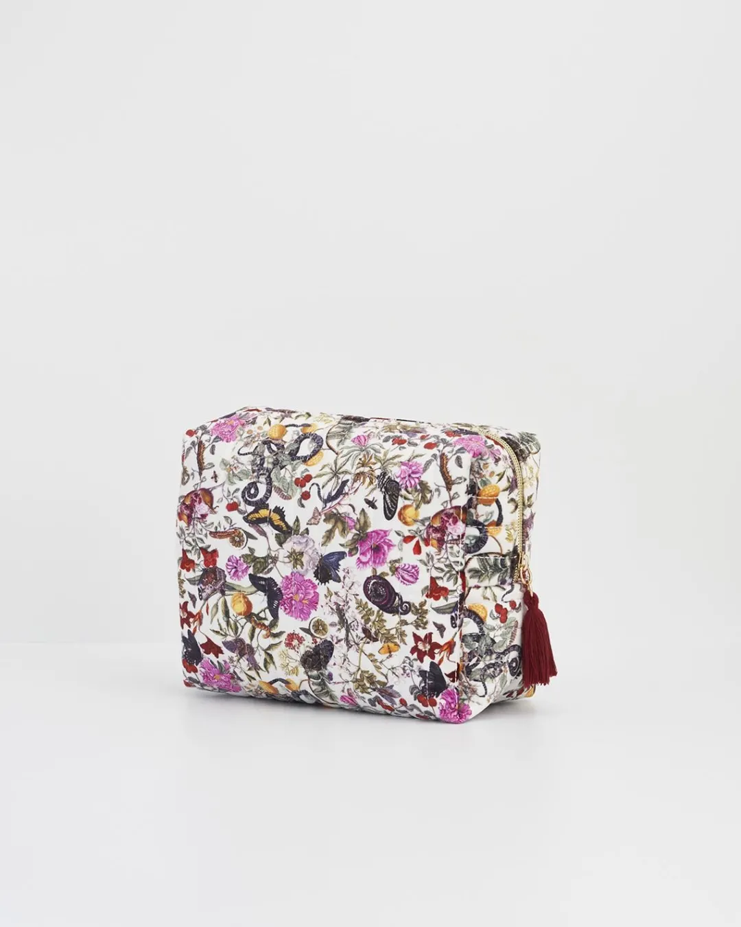 Clearance Fable England Floral Engravings Velvet Printed Large Cosmetic Bag