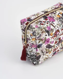 Clearance Fable England Floral Engravings Velvet Printed Large Cosmetic Bag