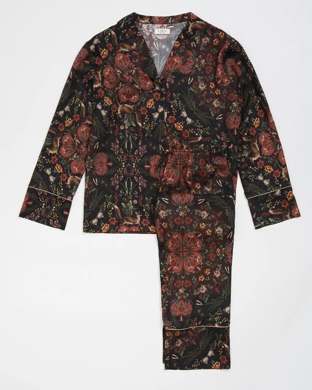 Online Fable England Folksy Fox Pajamas Black