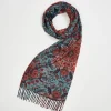 Clearance Fable England Folksy Fox Teal Scarf with Tassels