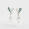Fashion Fable England Forget Me Not Heart & Pearl Silver Earrings