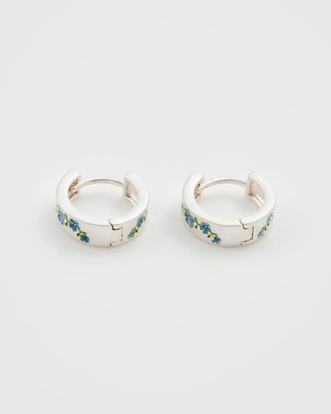 Clearance Fable England Forget Me Not Silver Mini Hoop Earrings
