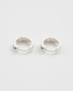 Clearance Fable England Forget Me Not Silver Mini Hoop Earrings