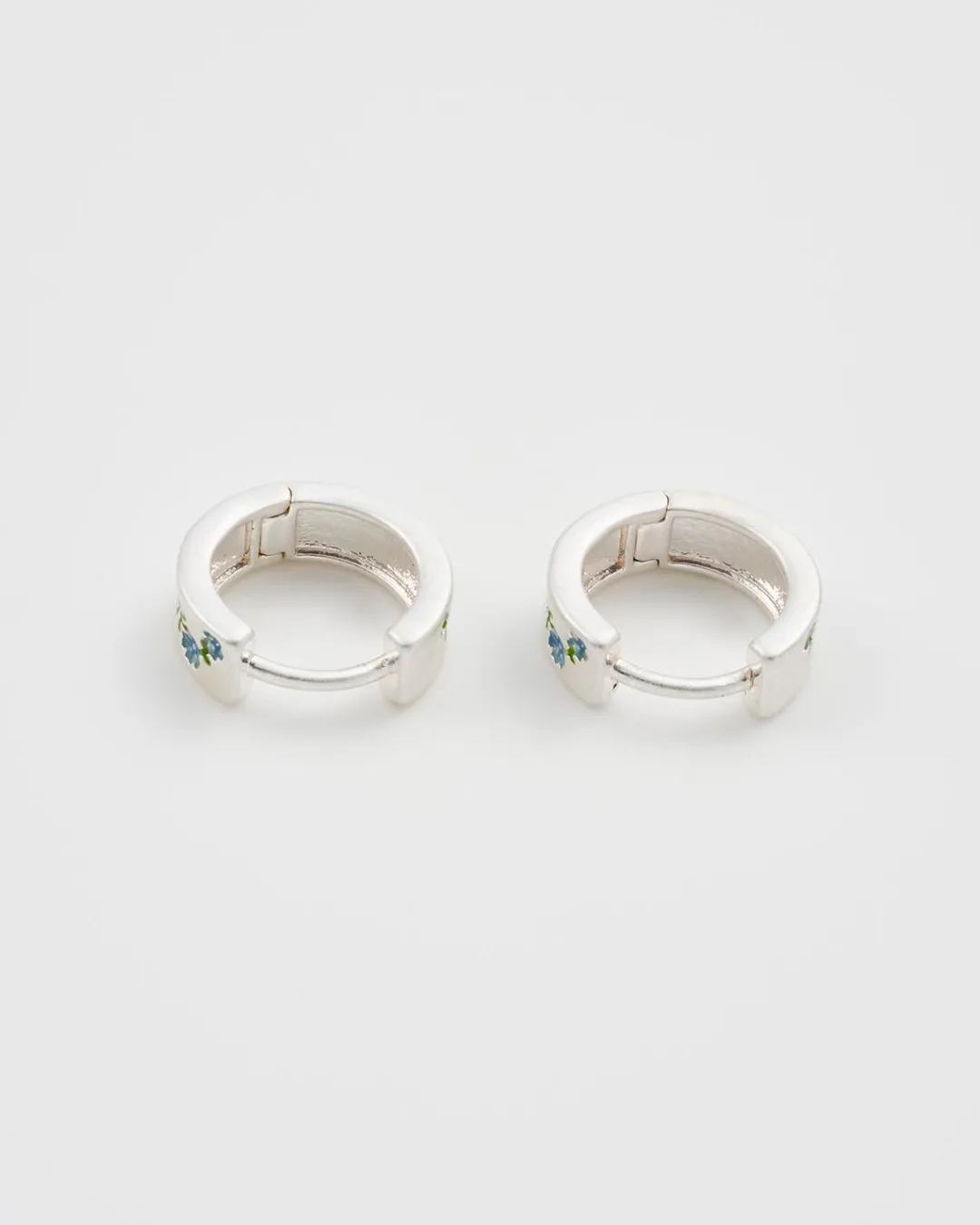 Clearance Fable England Forget Me Not Silver Mini Hoop Earrings