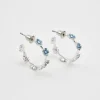 Clearance Fable England Forget Me Not Silver Stud Hoop Earrings