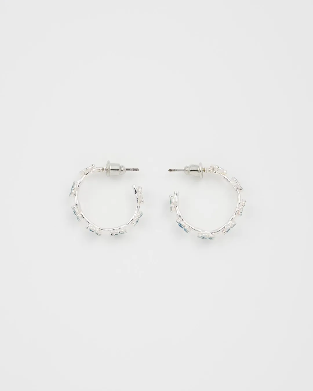 Clearance Fable England Forget Me Not Silver Stud Hoop Earrings