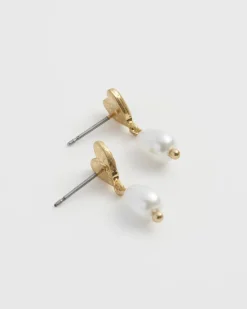 New Fable England Forget-Me-Not Heart & Pearl Earrings
