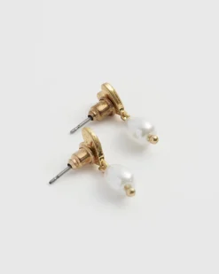 New Fable England Forget-Me-Not Heart & Pearl Earrings