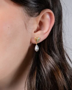 New Fable England Forget-Me-Not Heart & Pearl Earrings