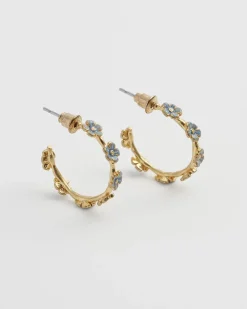 Fashion Fable England Forget-Me-Not Stud Hoop Earrings