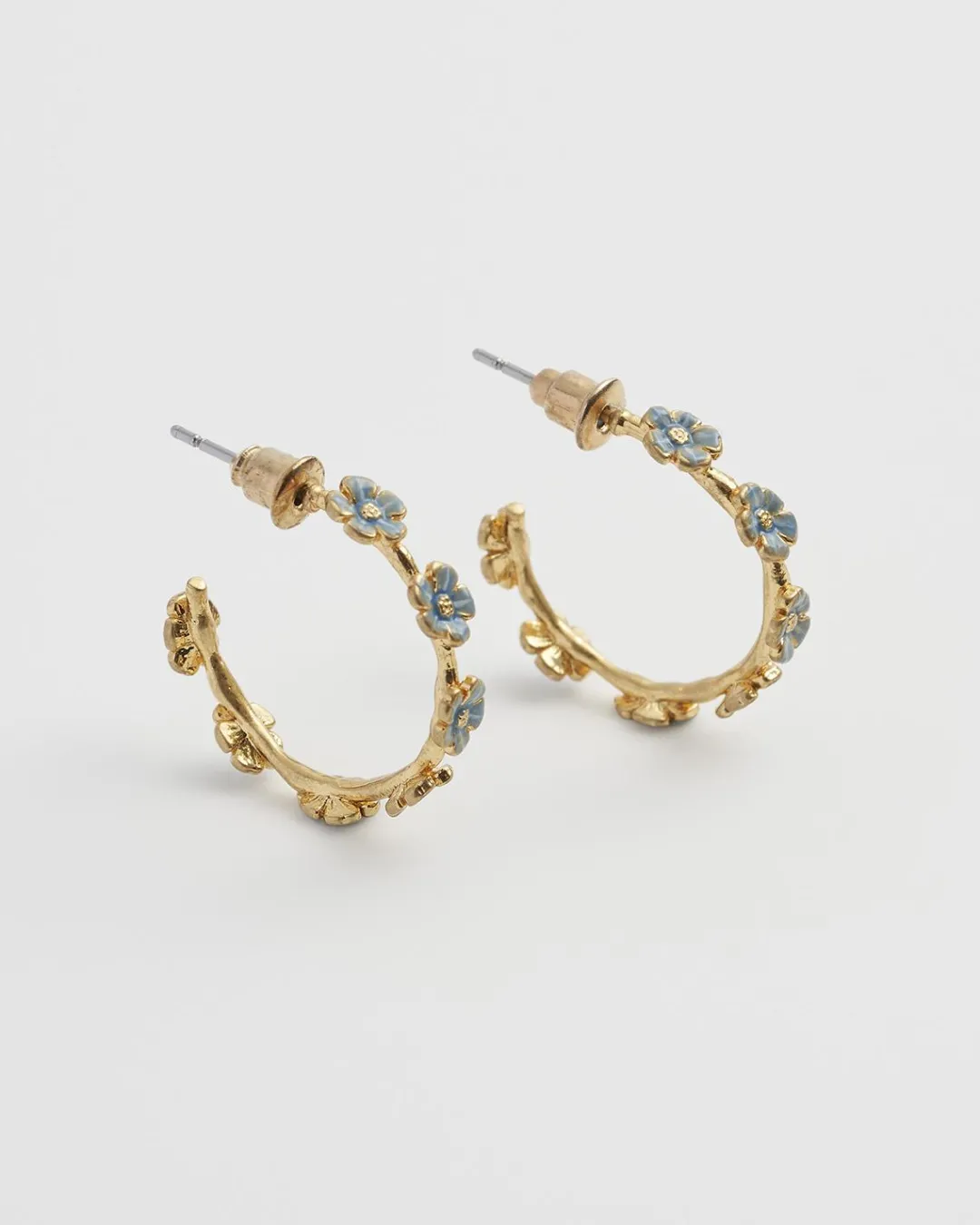 Fashion Fable England Forget-Me-Not Stud Hoop Earrings