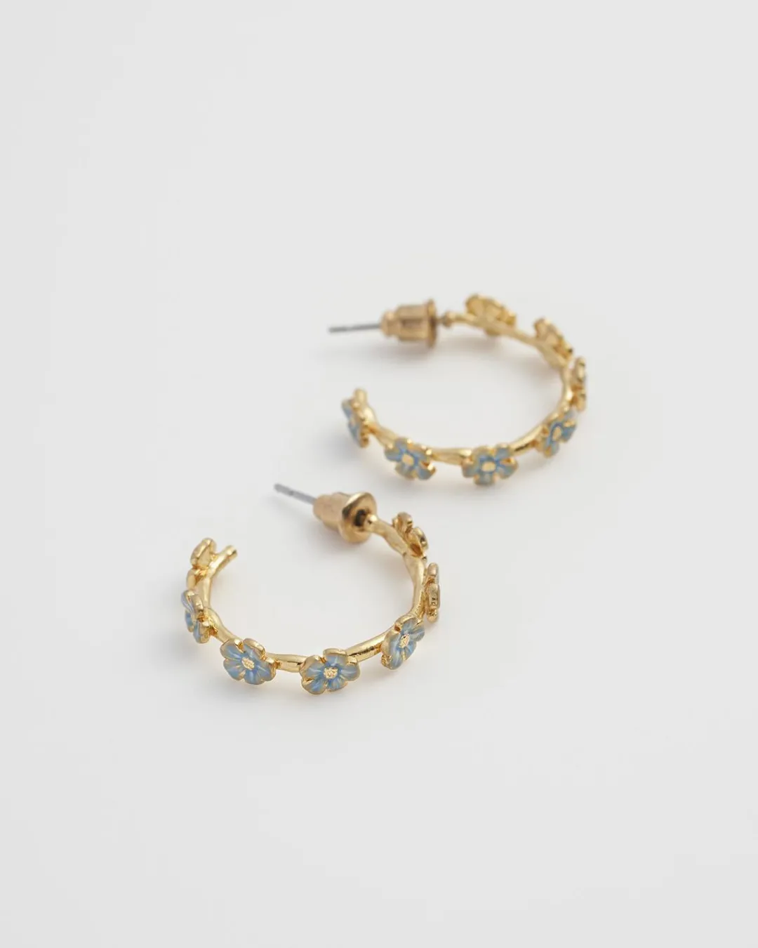 Fashion Fable England Forget-Me-Not Stud Hoop Earrings
