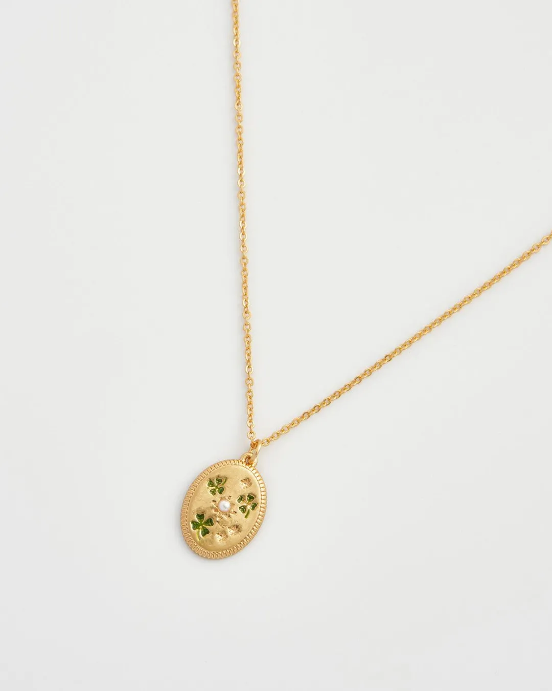 Clearance Fable England Four Leaf Clover & Pearl Necklace