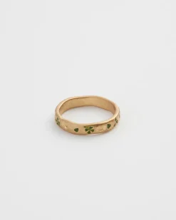 Clearance Fable England Four Leaf Clover & Pearl Ring