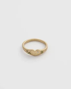New Fable England Four Leaf Clover & Pearl Signet Ring