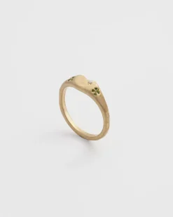New Fable England Four Leaf Clover & Pearl Signet Ring