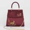 Outlet Fable England Fox & Mushroom Burgundy Embroidered Satin Tote