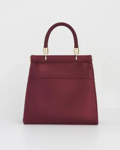 Outlet Fable England Fox & Mushroom Burgundy Embroidered Satin Tote