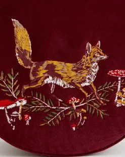 Outlet Fable England Fox & Mushroom Embroidered Saddle Bag - Redcurrant Velvet