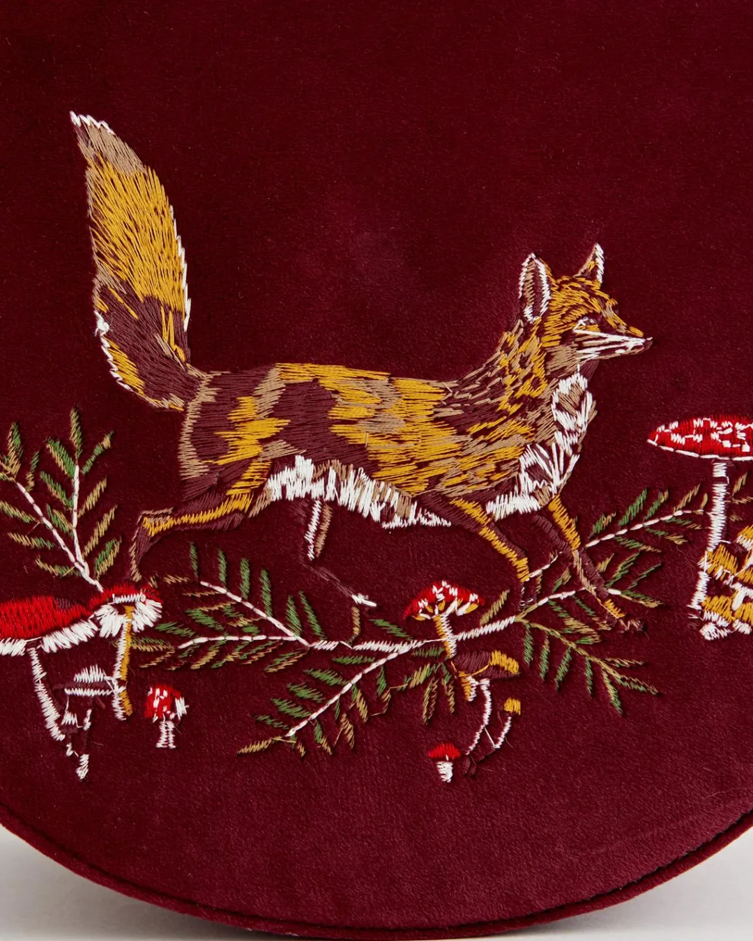 Outlet Fable England Fox & Mushroom Embroidered Saddle Bag - Redcurrant Velvet