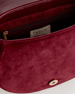 Outlet Fable England Fox & Mushroom Embroidered Saddle Bag - Redcurrant Velvet