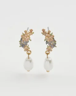 Online Fable England Hibiscus & Pearl Earrings