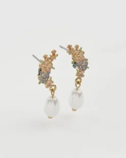 Online Fable England Hibiscus & Pearl Earrings