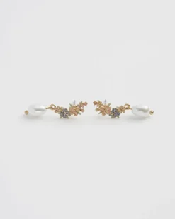 Online Fable England Hibiscus & Pearl Earrings