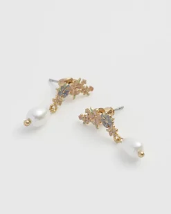 Online Fable England Hibiscus & Pearl Earrings