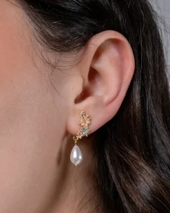 Online Fable England Hibiscus & Pearl Earrings