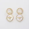 Clearance Fable England Honey Bee & Pearl Huggie Earrings
