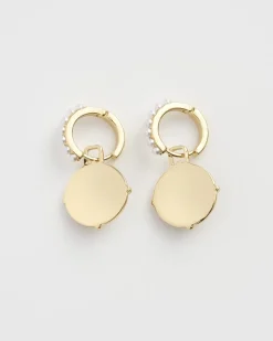 Clearance Fable England Honey Bee & Pearl Huggie Earrings