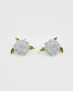 Hot Fable England Hydrangea Silver Earrings