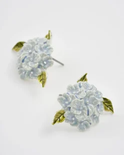 Hot Fable England Hydrangea Silver Earrings