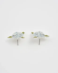 Hot Fable England Hydrangea Silver Earrings